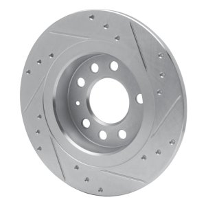 Pontiac Solstice Brake Rotor (1) - Rear Left - R1 Concepts - Drilled & Slotted - Silver - `06-`10